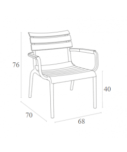 PARIS LOUNGE WHITE ΠΟΛ/ΝΑ ΠΟΛ/ΝΙΟΥ 68X70X76εκ.
