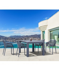 Σετ Τραπεζαρίας 5τμχ Vegas Air XL Dark Grey 100X100/140Χ75εκ.