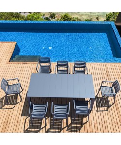Σετ Τραπεζαρίας 9τμχ Vegas Artemis Dark Grey 100X180/220Χ75εκ.