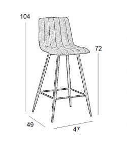 Σκαμπό Μπάρ 4τμχ Nero Off White Ύφασμα 47x49x72-104εκ.