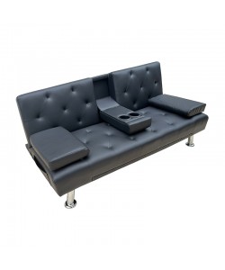 REST BLACK PU ΚΑΝΑΠΕΣ-ΚΡΕΒΑΤΙ 168X88X79εκ.