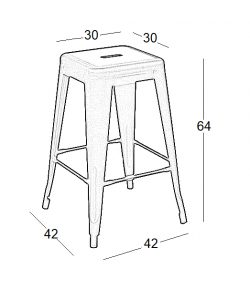 TEXAS ΣΚΑΜΠΟ 64εκ. Χ.ΠΛΑΤΗ ΜΑΥΡΟ ΜΑΤ ΜΕΤΑΛ. 42X42X64εκ.