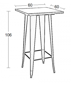 TEXAS ΜΠΑΡ ΜΑΥΡΟ ΜΑΤ ΤΡΑΠ. 60Χ60Χ106εκ.WOOD TOP