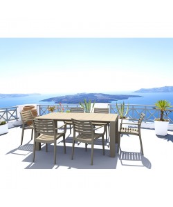 Σετ Τραπεζαρίας 7τμχ Vegas Artemis Taupe 100X180/220Χ75εκ.