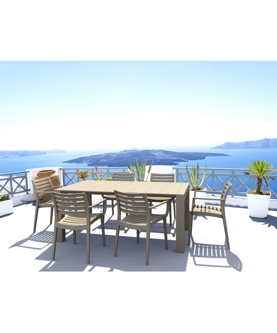 Σετ Τραπεζαρίας 7τμχ Vegas Artemis Taupe 100X180/220Χ75εκ.