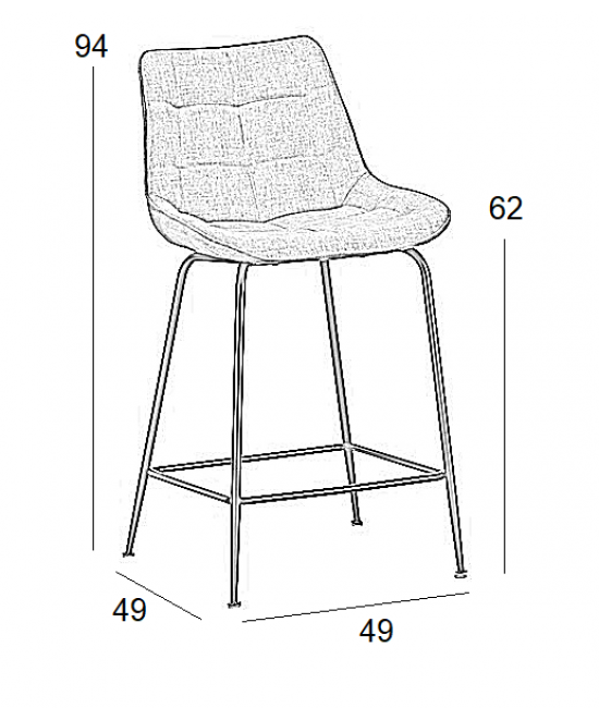 Σκαμπό Μπάρ 4τμχ Ermina Grey Ύφασμα 49x49x62-94εκ.