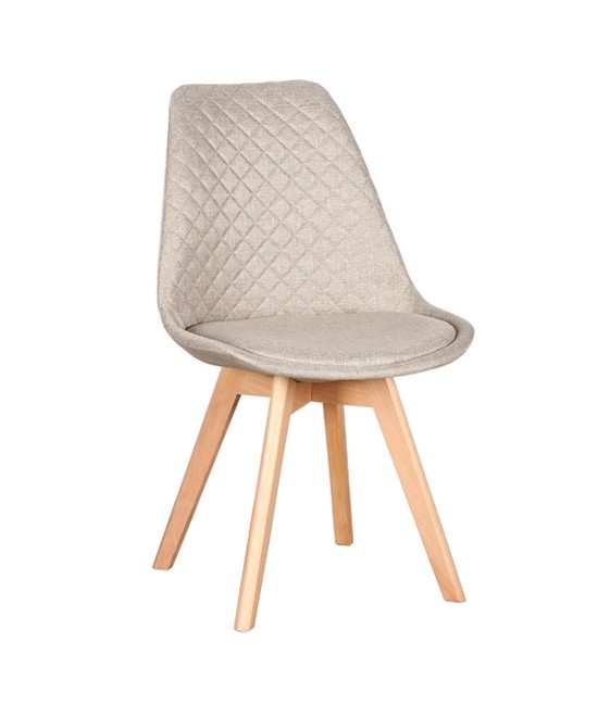 Καρέκλα Τραπεζαρίας Ξύλινη 4τμχ Bianca S Beige Ύφασμα 50x55x83.5εκ.
