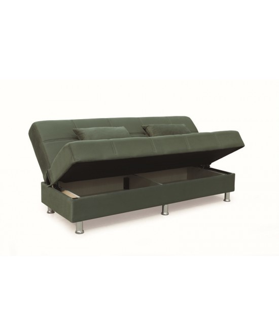 FELINA GREEN ΥΦΑΣΜΑ 3ΘΕΣΙΟΣ ΚΑΝΑΠΕΣ/ΚΡΕΒΑΤΙ ΜΕ ΑΠΟΘ.ΧΩΡΟ 182X90X80εκ.