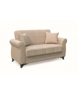 LENA LIGHT BROWN ΥΦΑΣΜΑ 2ΘΕΣΙΟΣ ΚΑΝΑΠΕΣ/ΚΡΕΒΑΤΙ ΜΕ ΑΠΟΘ.ΧΩΡΟ 150Χ80Χ75εκ.