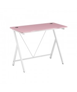 ΓΡΑΦΕΙΟ 100X50X75εκ.ΡΟΖ MDF/ΛΕΥΚΟ ΜΕΤΑΛΛΙΚΟ