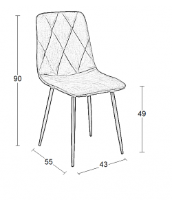 EVA GREY VELVET ΥΦΑΣΜΑ ΚΑΡΕΚΛΑ ΜΕΤΑΛΛΙΚΗ 43X55X49-90εκ.