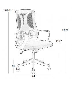 A6215 ΜΑΥΡO MESH ΠΟΛΥΘΡΟΝΑ ΓΡΑΦΕΙΟΥ 64X61X47-103/57-112εκ.