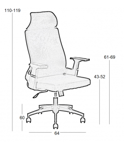 A9925 ΜΑΥΡO MESH ΠΟΛΥΘΡΟΝΑ ΓΡΑΦΕΙΟΥ 64X60X43-110/52-119εκ.
