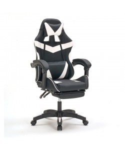 A9937 ΜΑΥΡΟ/ΛΕΥΚΟ PVC ΠΟΛΥΘΡΟΝΑ GAMING/ΜΕ ΥΠΟΠΟΔΙΟ 64X59X43-112/53-125εκ.