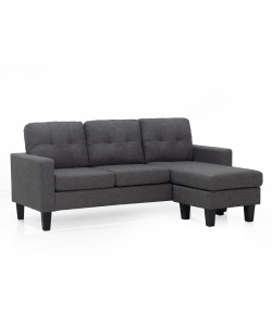 LIANA S DARK GREY ΥΦΑΣΜΑ ΚΑΝΑΠΕΣ ΓΩΝΙΑ 185Χ126X84εκ.