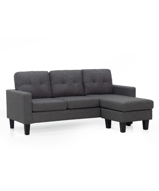 LIANA S DARK GREY ΥΦΑΣΜΑ ΚΑΝΑΠΕΣ ΓΩΝΙΑ 185Χ126X84εκ.