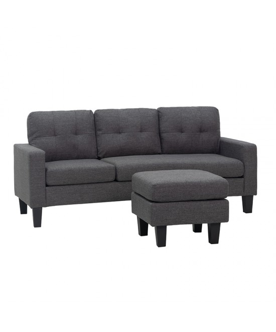 LIANA S DARK GREY ΥΦΑΣΜΑ ΚΑΝΑΠΕΣ ΓΩΝΙΑ 185Χ126X84εκ.
