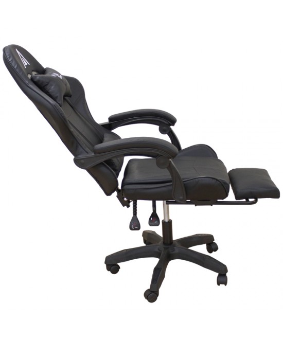 A9950 ΜΑΥΡΟ PVC ΠΟΛΥΘΡΟΝΑ GAMING/ΜΕ ΥΠΟΠΟΔΙΟ 61Χ62Χ45-118/54-127εκ.