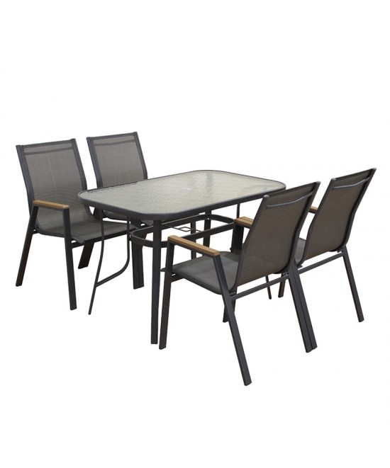 SELBY SET ΤΡΑΠΕΖΑΡΙΑΣ 5ΤΜΧ ΑΝΘΡΑΚΙ 120Χ70εκ.