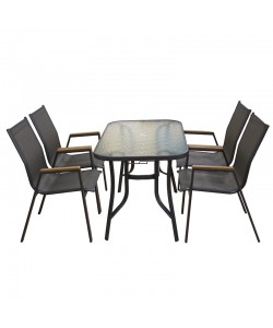 SELBY SET ΤΡΑΠΕΖΑΡΙΑΣ 5ΤΜΧ ΑΝΘΡΑΚΙ 120Χ70εκ.