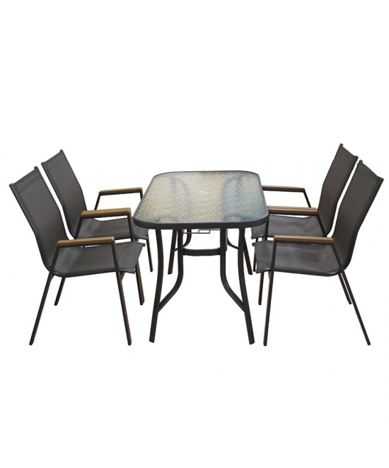 SELBY SET ΤΡΑΠΕΖΑΡΙΑΣ 5ΤΜΧ ΑΝΘΡΑΚΙ 120Χ70εκ.