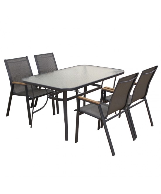 SELBY SET ΤΡΑΠΕΖΑΡΙΑΣ 5ΤΜΧ ΑΝΘΡΑΚΙ 150Χ90εκ. SELBY SET ΤΡΑΠΕΖΑΡΙΑΣ 5ΤΜΧ ΑΝΘΡΑΚΙ 150Χ90εκ.