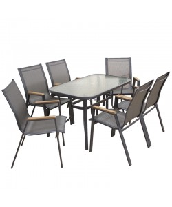 SELBY SET ΤΡΑΠΕΖΑΡΙΑΣ 7ΤΜΧ ΑΝΘΡΑΚΙ 120Χ70εκ.