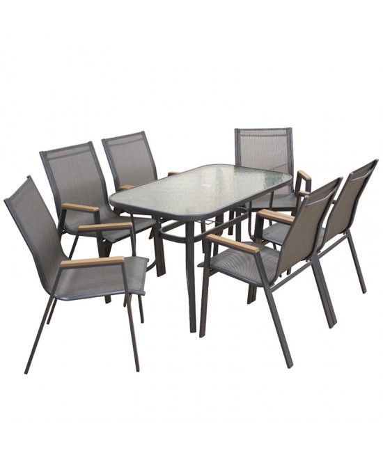 SELBY SET ΤΡΑΠΕΖΑΡΙΑΣ 7ΤΜΧ ΑΝΘΡΑΚΙ 120Χ70εκ. SELBY SET ΤΡΑΠΕΖΑΡΙΑΣ 7ΤΜΧ ΑΝΘΡΑΚΙ 120Χ70εκ.