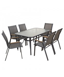 SELBY SET ΤΡΑΠΕΖΑΡΙΑΣ 7ΤΜΧ ΑΝΘΡΑΚΙ 140Χ80εκ.