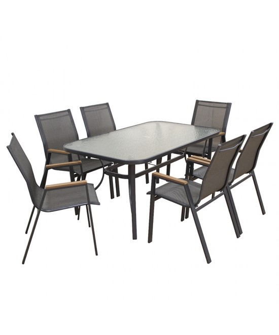 SELBY SET ΤΡΑΠΕΖΑΡΙΑΣ 7ΤΜΧ ΑΝΘΡΑΚΙ 140Χ80εκ. SELBY SET ΤΡΑΠΕΖΑΡΙΑΣ 7ΤΜΧ ΑΝΘΡΑΚΙ 140Χ80εκ.