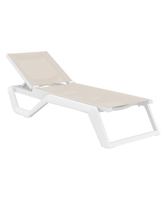 RIO PRO ΞΑΠΛΩΣΤΡΑ WHITE/TAUPE ΠΟΛ/ΝΙΟΥ 190X70X33εκ.