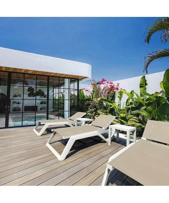 RIO PRO ΞΑΠΛΩΣΤΡΑ WHITE/TAUPE ΠΟΛ/ΝΙΟΥ 190X70X33εκ.