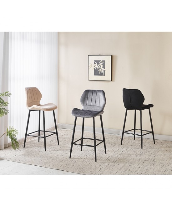 DYLAN GREY VELVET ΥΦΑΣΜΑ 65εκ. ΣΚΑΜΠΟ ΜΕΤΑΛΛΙΚΟ 46X45X65-95εκ.