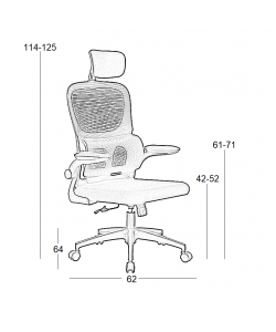 A9935 WHITE/GREY MESH ΠΟΛΥΘΡΟΝΑ ΓΡΑΦΕΙΟΥ 62Χ64Χ42-114/52-125εκ.