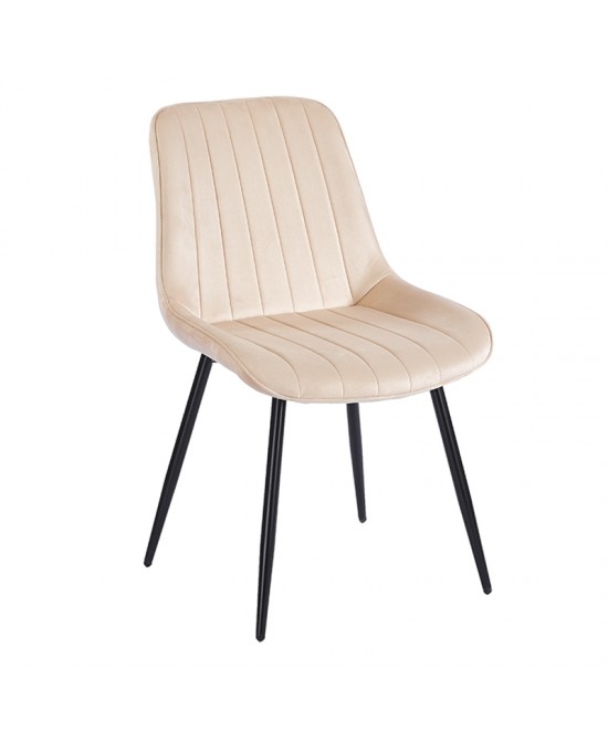 BONY BEIGE VELVET ΥΦΑΣΜΑ ΚΑΡΕΚΛΑ ΜΕΤΑΛΛΙΚΗ 51X58X87εκ.