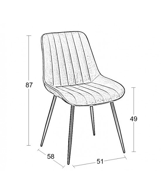 BONY GREY VELVET ΥΦΑΣΜΑ ΚΑΡΕΚΛΑ ΜΕΤΑΛΛΙΚΗ 51X58X87εκ.