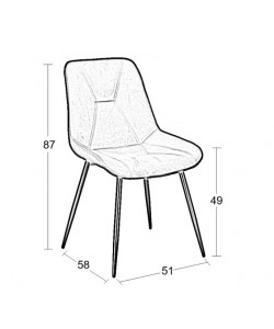 SILVIA BLACK VELVET ΥΦΑΣΜΑ ΚΑΡΕΚΛΑ ΜΕΤΑΛΛΙΚΗ 51X58X87εκ.