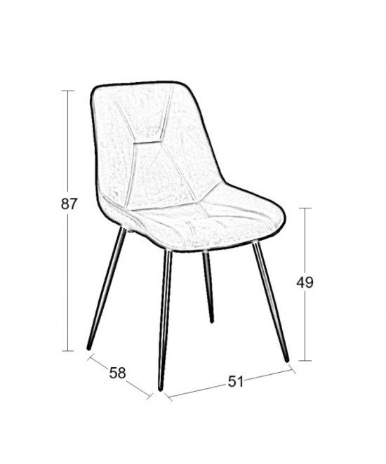 SILVIA BLACK VELVET ΥΦΑΣΜΑ ΚΑΡΕΚΛΑ ΜΕΤΑΛΛΙΚΗ 51X58X87εκ.