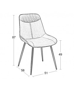 TEREA GREY VELVET ΥΦΑΣΜΑ ΚΑΡΕΚΛΑ ΜΕΤΑΛΛΙΚΗ 51X58X87εκ.