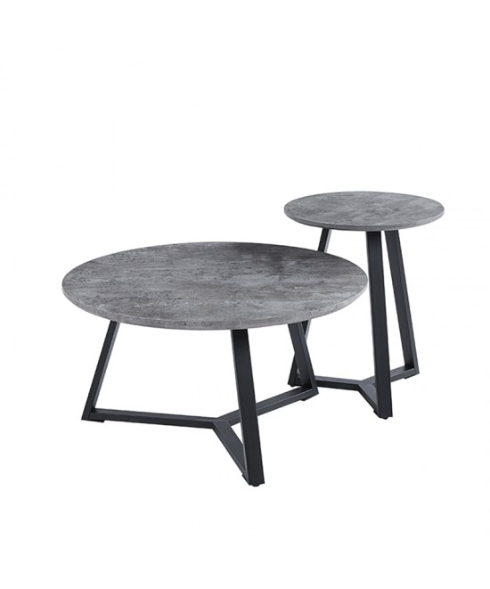 ALEX SET 2τμχ. CEMENT Φ45Χ55εκ. & Φ80Χ41εκ. ΤΡΑΠΕΖΙ ΣΑΛΟΝΙΟΥ