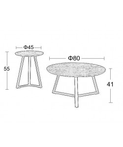 ALEX SET 2τμχ. CEMENT Φ45Χ55εκ. & Φ80Χ41εκ. ΤΡΑΠΕΖΙ ΣΑΛΟΝΙΟΥ