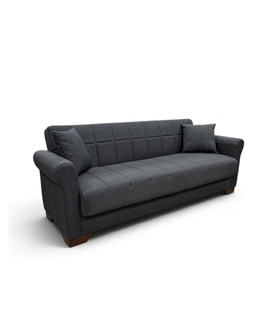 VAVEL DARK GREY ΥΦΑΣΜΑ 3ΘΕΣΙΟΣ ΚΑΝΑΠΕΣ/ΚΡΕΒΑΤΙ ΜΕ ΑΠΟΘ.ΧΩΡΟ 216X85X80εκ.