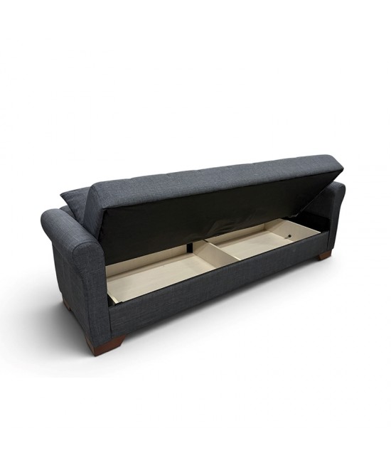 VAVEL DARK GREY ΥΦΑΣΜΑ 3ΘΕΣΙΟΣ ΚΑΝΑΠΕΣ/ΚΡΕΒΑΤΙ ΜΕ ΑΠΟΘ.ΧΩΡΟ 216X85X80εκ.