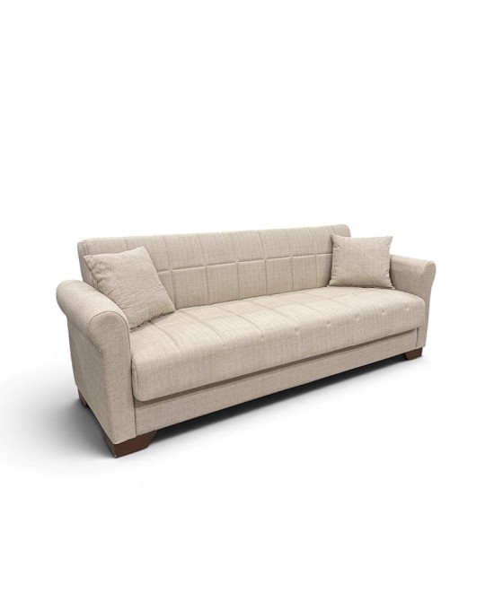 VAVEL LIGHT BROWN ΥΦΑΣΜΑ 3ΘΕΣΙΟΣ ΚΑΝΑΠΕΣ/ΚΡΕΒΑΤΙ ΜΕ ΑΠΟΘ.ΧΩΡΟ 216X85X80εκ.