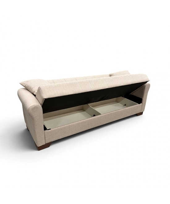 VAVEL LIGHT BROWN ΥΦΑΣΜΑ 3ΘΕΣΙΟΣ ΚΑΝΑΠΕΣ/ΚΡΕΒΑΤΙ ΜΕ ΑΠΟΘ.ΧΩΡΟ 216X85X80εκ.