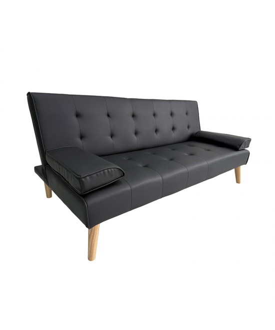 MERYL BLACK PU ΚΑΝΑΠΕΣ ΚΡΕΒΑΤΙ 170X81X74εκ.