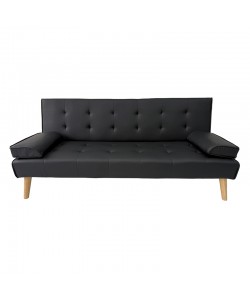 MERYL BLACK PU ΚΑΝΑΠΕΣ ΚΡΕΒΑΤΙ 170X81X74εκ.