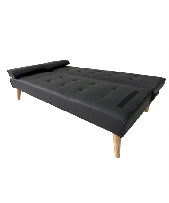 MERYL BLACK PU ΚΑΝΑΠΕΣ ΚΡΕΒΑΤΙ 170X81X74εκ.