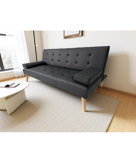 MERYL BLACK PU ΚΑΝΑΠΕΣ ΚΡΕΒΑΤΙ 170X81X74εκ.