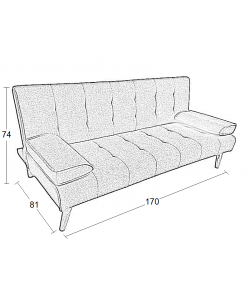 MERYL LIGHT GREY ΥΦΑΣΜΑ ΚΑΝΑΠΕΣ ΚΡΕΒΑΤΙ 170X81X74εκ.
